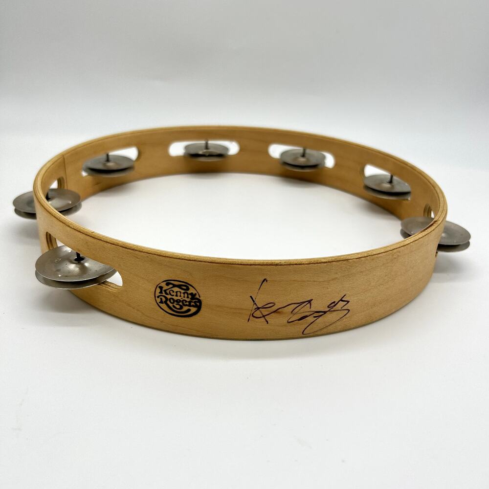 Kenny Rogers Signed Tambourine Country Music Vintage Tour Memorabilia Merch